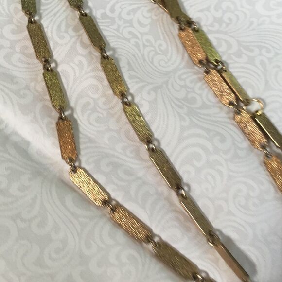 Hammered Textured Brasstone Link Necklace - Picture 3 of 6